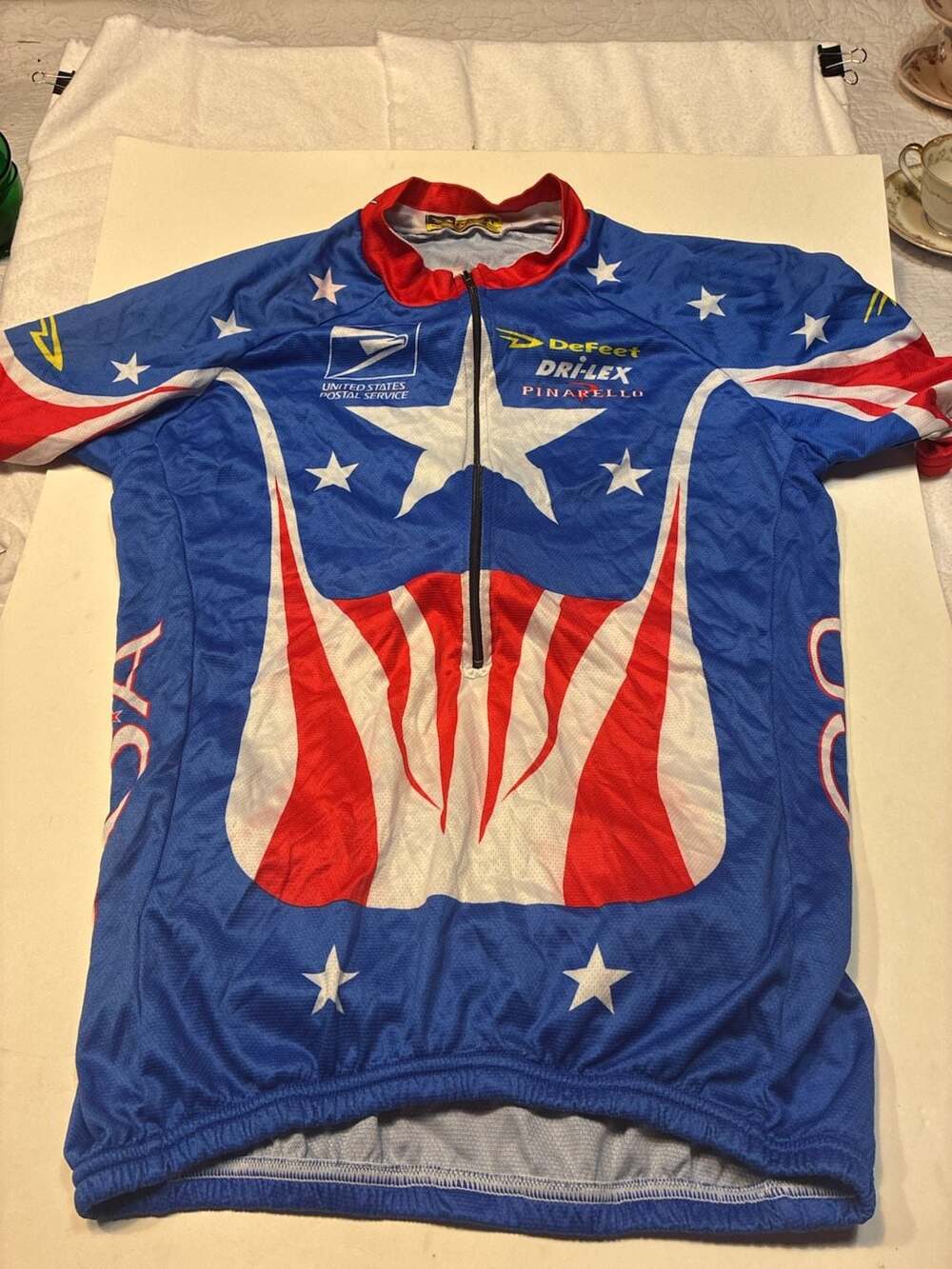Vintage DeFeet USPS Stars and Stripes USA Cycling Jersey
